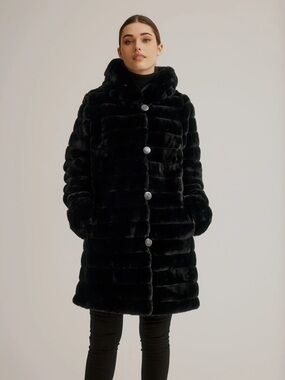 NIKKI JONES XS 
Hooded Reversible Faux Fur Coat